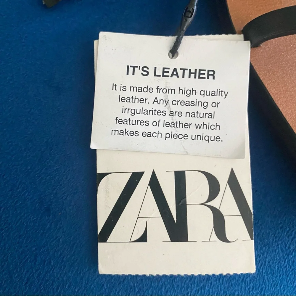 Zara Black Strappy heel Sandals with Brown Footbed
